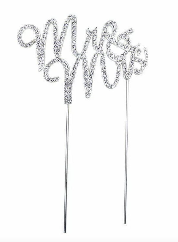 SILVER MR &MRS CAKE TOPPER